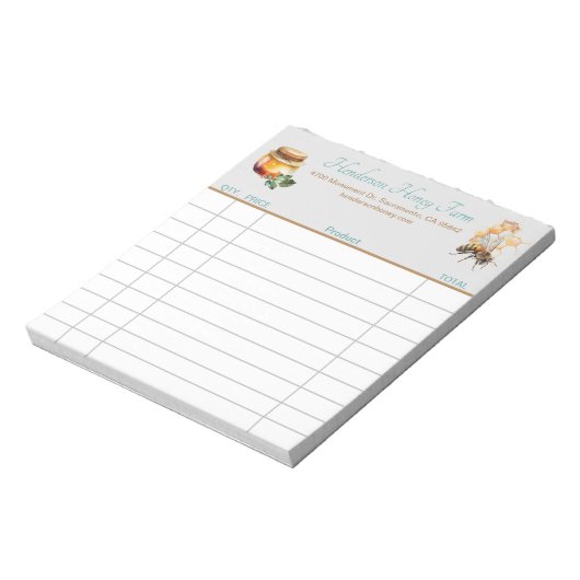 ハニーファームカスタムの販売領収書 ノートパッド (回転)