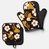 ハニーフロートブラックポットホルダーセット 鍋つかみ&鍋敷きセット (正面/裏面)