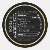 ハニーブラックと金ゴールドミニ栄養ファクトステッカー ラウンドシール (正面)