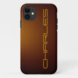 ハニーブラックカーボンファイバーのパーソナライズパターン（の模様が）ある iPhone 11 ケース