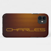 ハニーブラックカーボンファイバーのパーソナライズパターン(の模様が)ある Case-Mate iPhoneケース (裏面(横))