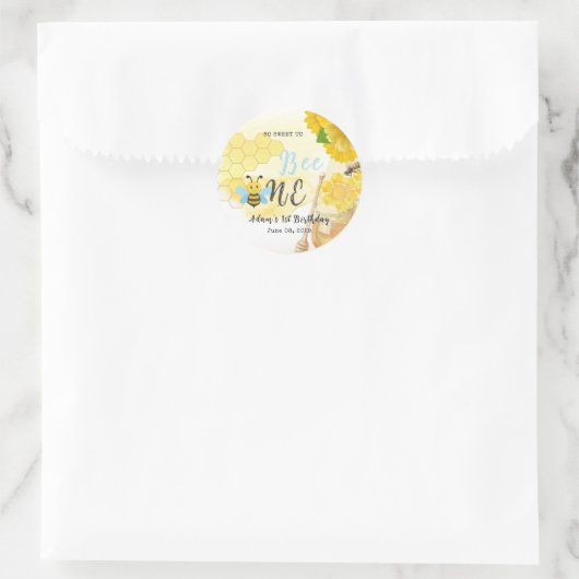 ハニーブルーイエローグリーンビーファースト誕生日 ラウンドシール (バッグ)