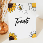 ハニーブンブンいう音ビーヒマワリパーティーサインを扱う 台座サイン