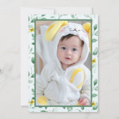 ハニーベアかわいい緑の写真少年1歳の誕生日 招待状 (裏面)