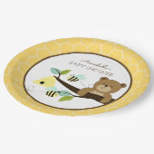 ハニーベアとのまわりにベビーシャワープレート ペーパープレート (アングル)