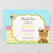 ハニーベアとのまわりに誕生会 サンキューカード (正面/裏面)