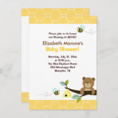 ハニーベアとビーベビーシャワー招待状4x6 招待状 (正面/裏面)