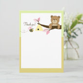 ハニーベアと蜂(ピンク) フラット サンクスノート 招待状 (スタンド正面)