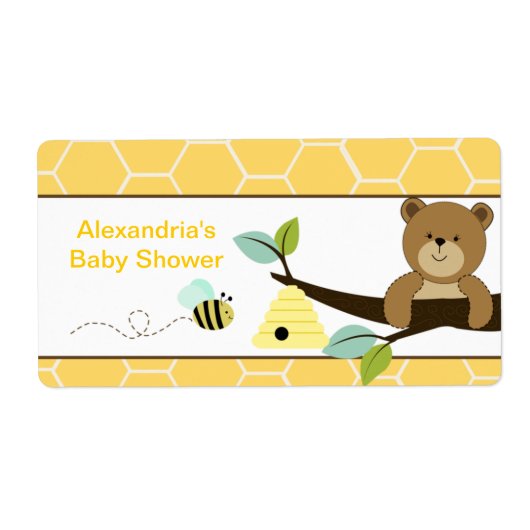 ハニーベアと蜂 ラージウォーターボトルステッカー ラベル (正面)