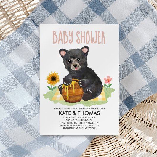 ハニーベアキュブピクニックベビーシャワー 招待状