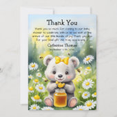 ハニーベアデイジーフラワーガーデン春ベビーシャワー サンキューカード (正面)