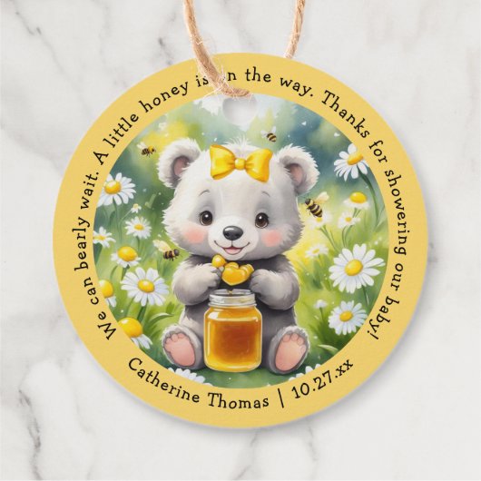 ハニーベアデイジーフラワーガーデン春ベビーシャワー フェイバータグ (裏面)