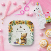 ハニーベアーバースデーパーティーケーキ紙プレート ペーパープレート (パーティー)