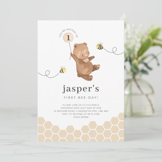 ハニーベアーファースト・ビーデイ招待状 招待状 (スタンド正面)