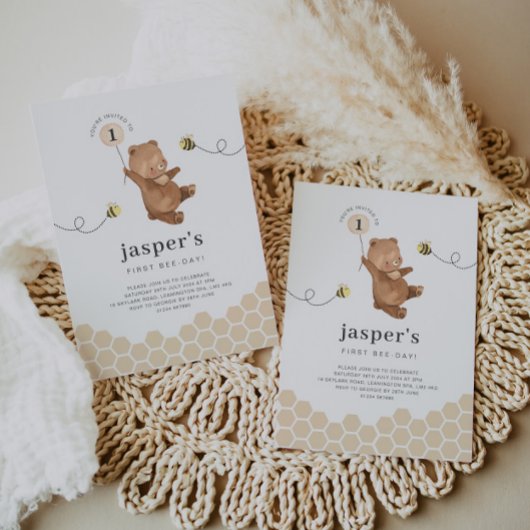 ハニーベアーファースト・ビーデイ招待状 招待状