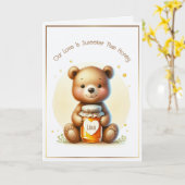 ハニーベアーヴァレンティーンズデーカスタムショートガールズネーム カード (黄色い花)