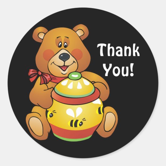 ハニーベア感謝していーあなたの漫画シール ラウンドシール (正面)