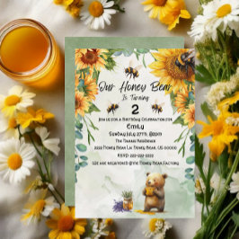 ハニーベア誕生祝い/パーティー 招待状