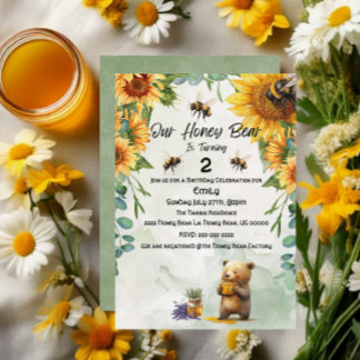 ハニーベア誕生祝い/パーティー 招待状
