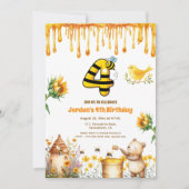 ハニーベア4th誕生日パーティの招待状 招待状 (正面)