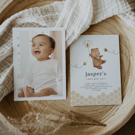 ハニーベア ファースト ビーデイ 写真招待状 招待状