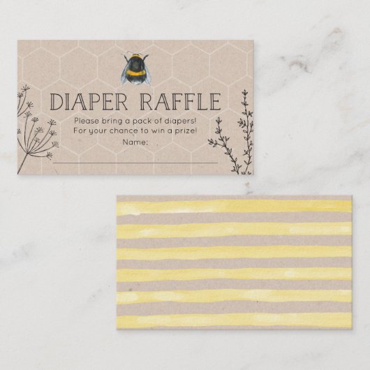ハニーベイビーシャワーディーパーラッフルベイビーシャワーカード エンクロージャーカード (正面/裏面)