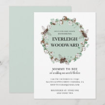 ハニーベイビーシャワー ミントグリーン招待状