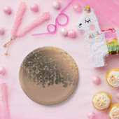 ハニーベージュシャンパンゴールドスパークルライトパーティー ペーパープレート (パーティー)