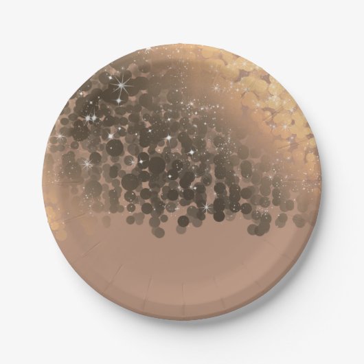 ハニーベージュシャンパンゴールドスパークルライトパーティー ペーパープレート (正面)