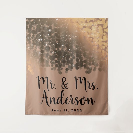 ハニーベージュシャンパンゴールドスパークルライト タペストリー (正面)