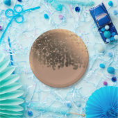 ハニーベージュ シャンパン ゴールデン スパークル ライト パーティー ペーパープレート (パーティー)