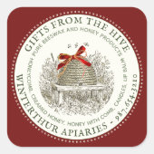 ハニーホリデーステッカーバッグバケットボックス赤 スクエアシール (正面)