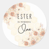 ハニーボホーワイルドフラワーファースト誕生日 ラウンドシール (正面)