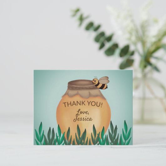 ハニーポットとのまわりに赤ちゃんシャワーありがとう ポストカード (スタンド正面)