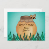 ハニーポットとのまわりに赤ちゃんシャワーありがとう ポストカード (正面/裏面)