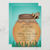 ハニーポットとハネビーSIPベビーシャワーを参照 招待状 (正面/裏面)