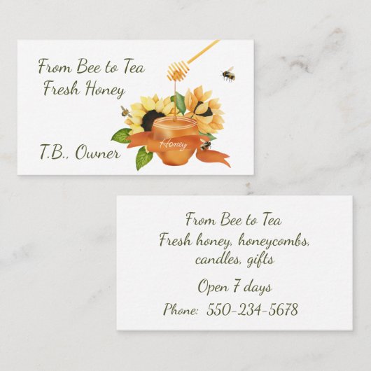 ハニーポットと花生ハニービジネスカード 名刺 (正面/裏面)