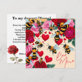 ハニーマイン ロマンチック フラワーデザイン フラット ホリデー カード (正面/裏面)