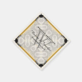 ハニーマスタード&ブラックトライバルラブ紙ナプキンス スタンダードカクテルナプキン (角)