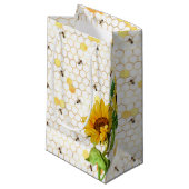 ハニーミツバチとハニカムパターン スモールペーパーバッグ (正面アングル)