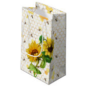 ハニーミツバチとハニカムパターン スモールペーパーバッグ (裏面アングル)