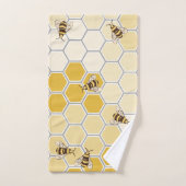 ハニーミツバチとハニカム バスタオルセット (ハンドタオル)