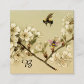 ハニーミツバチと野生バラモノグラムクラフト紙 スクエア名刺 (裏面)