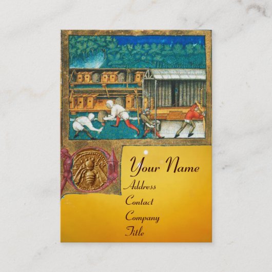 ハニーミツバチのワックスシール，養蜂具 名刺 (正面)