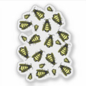 ハニーミツバチの可愛い群れ漫画 シール (正面)