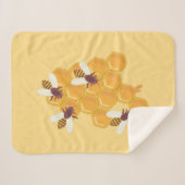 ハニーミツバチ及びハニカムデザイン シェルパブランケット (正面(横))