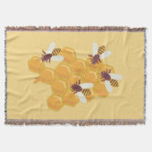 ハニーミツバチ及びハニカムデザイン スローブランケット (正面)