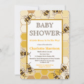 ハニーミツバチ&ハニーコーム中性ベビーシャワー 招待状 (正面)