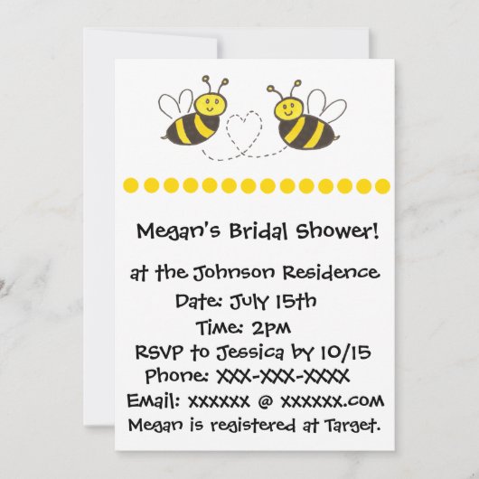 ハニーミツバチ(ハート) 招待状 (正面)