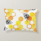 ハニーミツバチ：黄色の水色パターン アクセントクッション (裏面)
